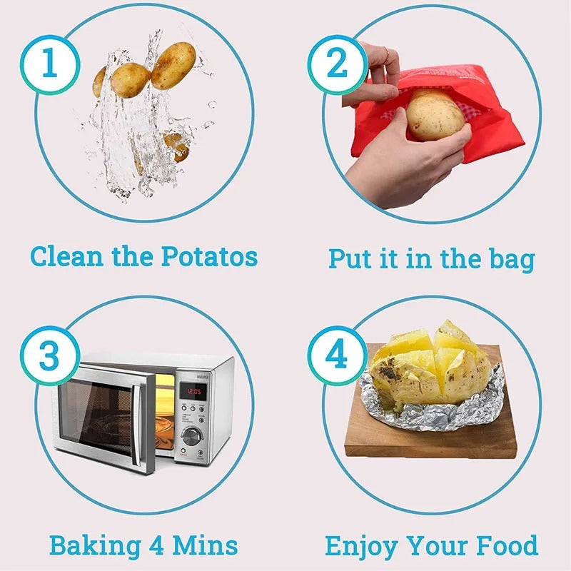 Sac de pommes de terre au micro-ondes réutilisable Express sac de cuisson 4 minutes