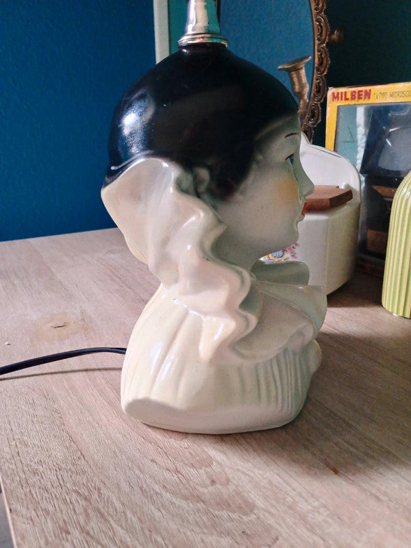 Lampe ancienne céramique Pierrot vintage