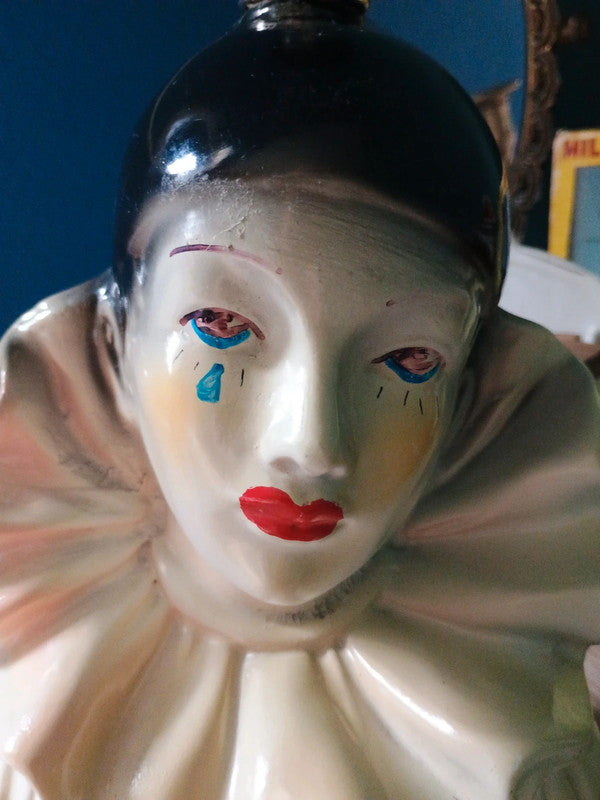 Lampe ancienne céramique Pierrot vintage