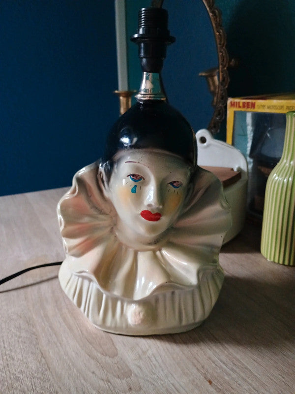 Lampe ancienne céramique Pierrot vintage