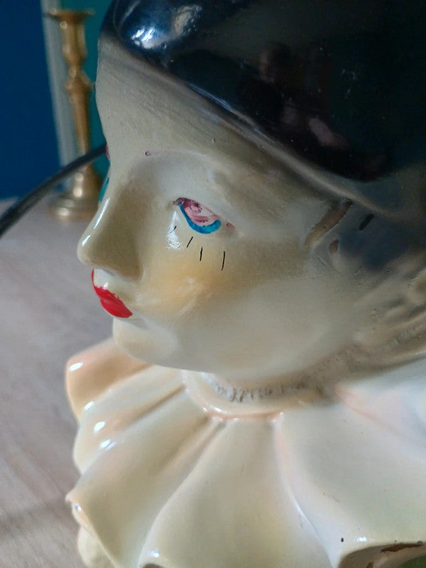 Lampe ancienne céramique Pierrot vintage