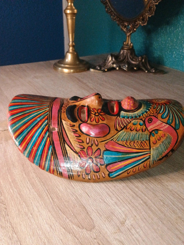 Œuvre d'art mural mexicain Mexique en argile rouge peinte à la main