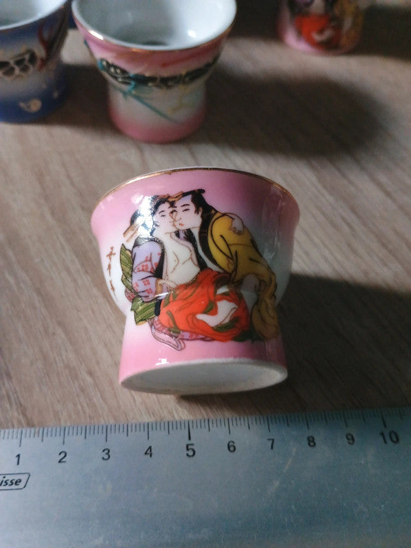 Lot 6 petits verres érotique à saké d'origine japonaise japonais Japon