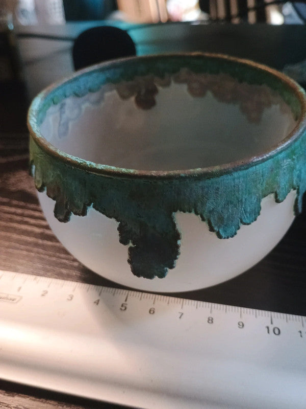 Pièce unique ! Coupe bol en verre et décors