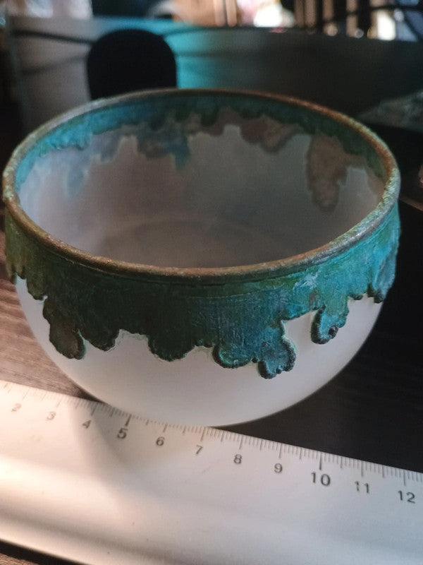 Pièce unique ! Coupe bol en verre et décors