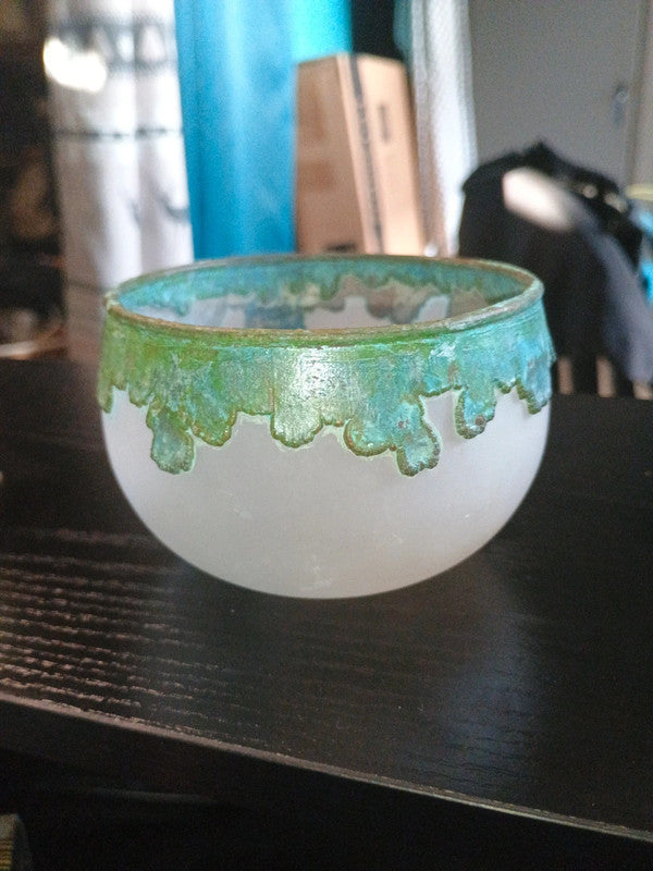 Pièce unique ! Coupe bol en verre et décors