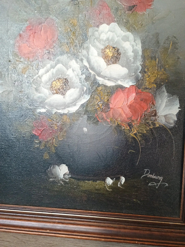 Antoon van Domburg Nature morte aux fleurs rouges et blanches Huile sur toile Pays-Bas 1920-1929