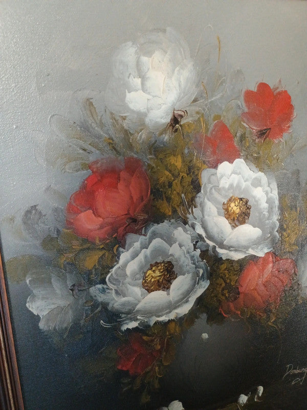 Antoon van Domburg Nature morte aux fleurs rouges et blanches Huile sur toile Pays-Bas 1920-1929