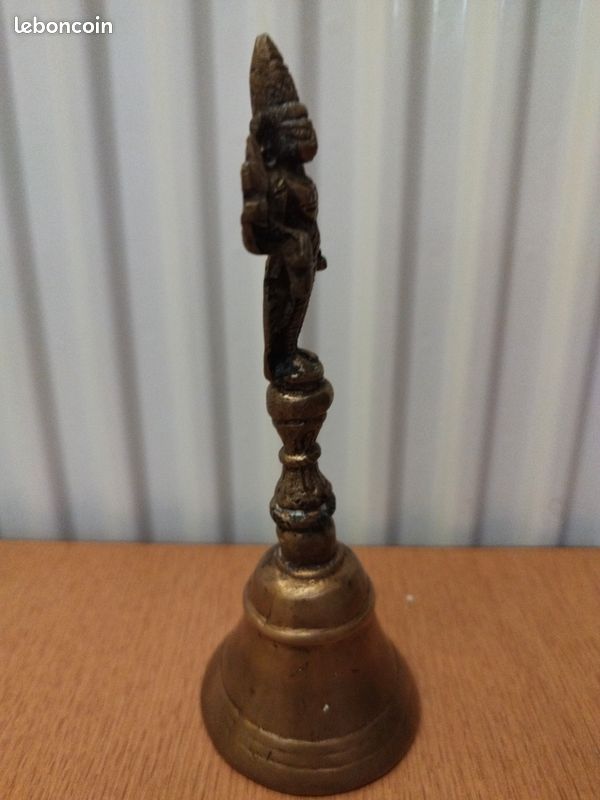 Magnifique ancienne Cloche en bronze du Népal, pièce unique, 16 cm de haut