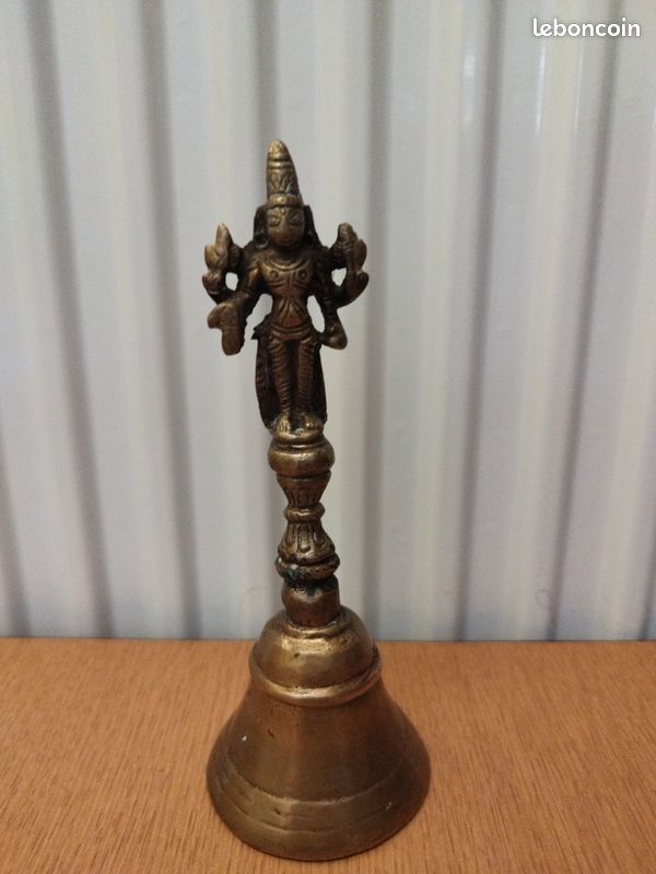 Magnifique ancienne Cloche en bronze du Népal, pièce unique, 16 cm de haut