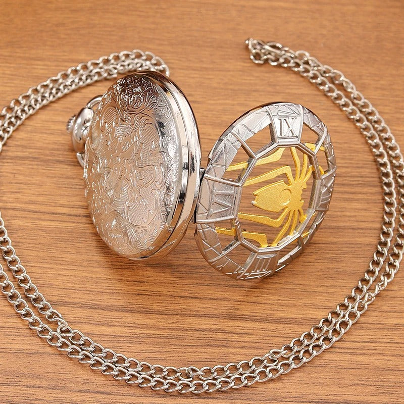 montre à gousset de poche avec chaîne Chiffre romain Quartz motif arraigné