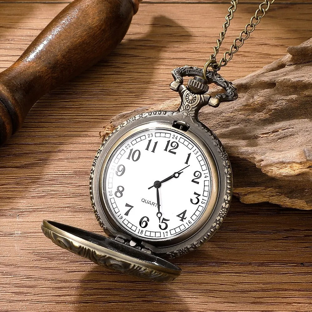 Montre de Poche à gousset Quartz motif chevaux pour Homme et Femme style ancien