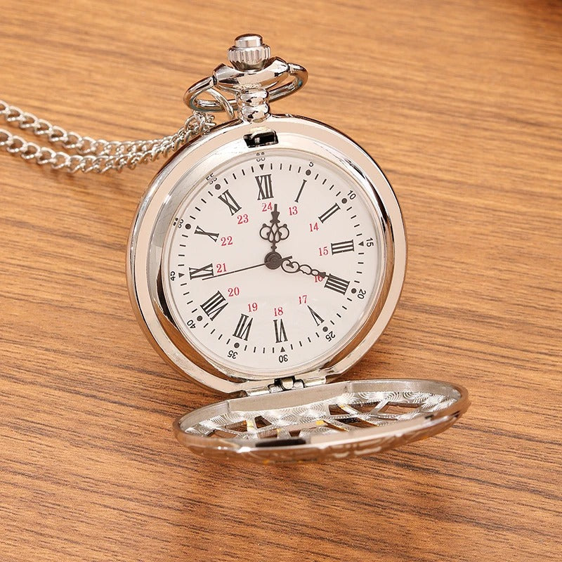 montre à gousset de poche avec chaîne Chiffre romain Quartz motif arraigné