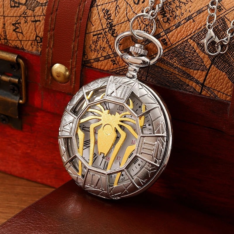 montre à gousset de poche avec chaîne Chiffre romain Quartz motif arraigné