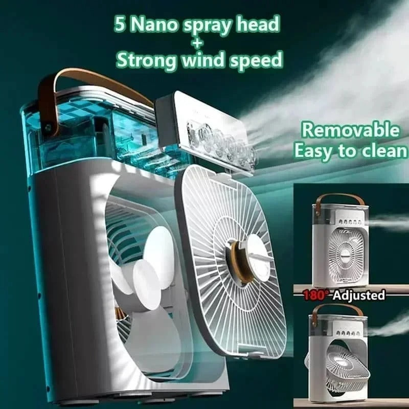 3 en 1 ventilateur Mini refroidisseur d'air LED veilleuse Portable humidificateur réglage de l'air ventilateur bureau maison