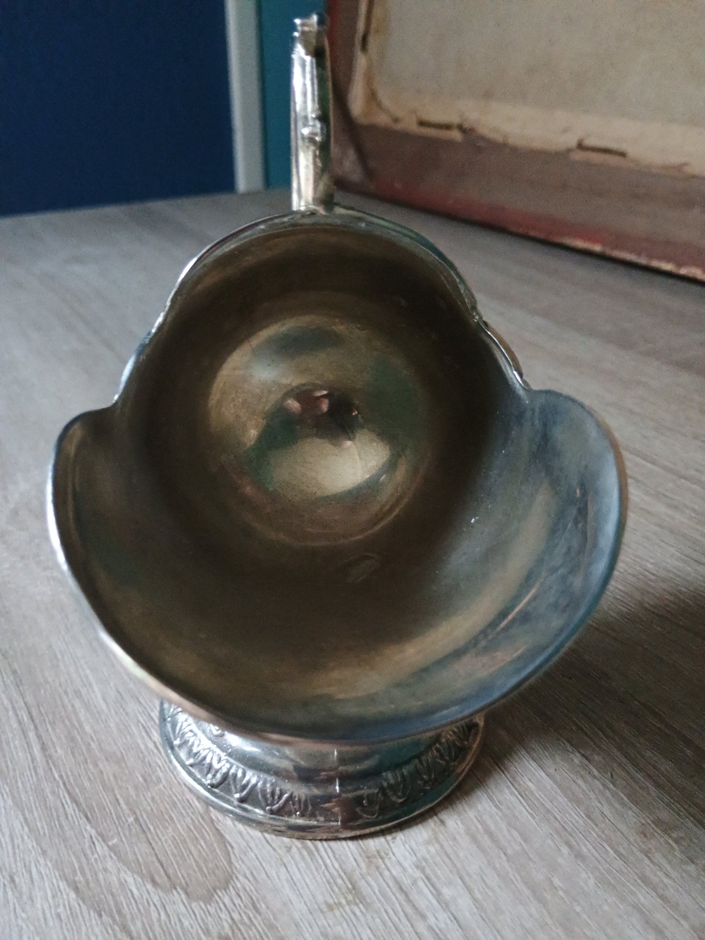 Ancien sucrier en alliage zing et plaqué argent