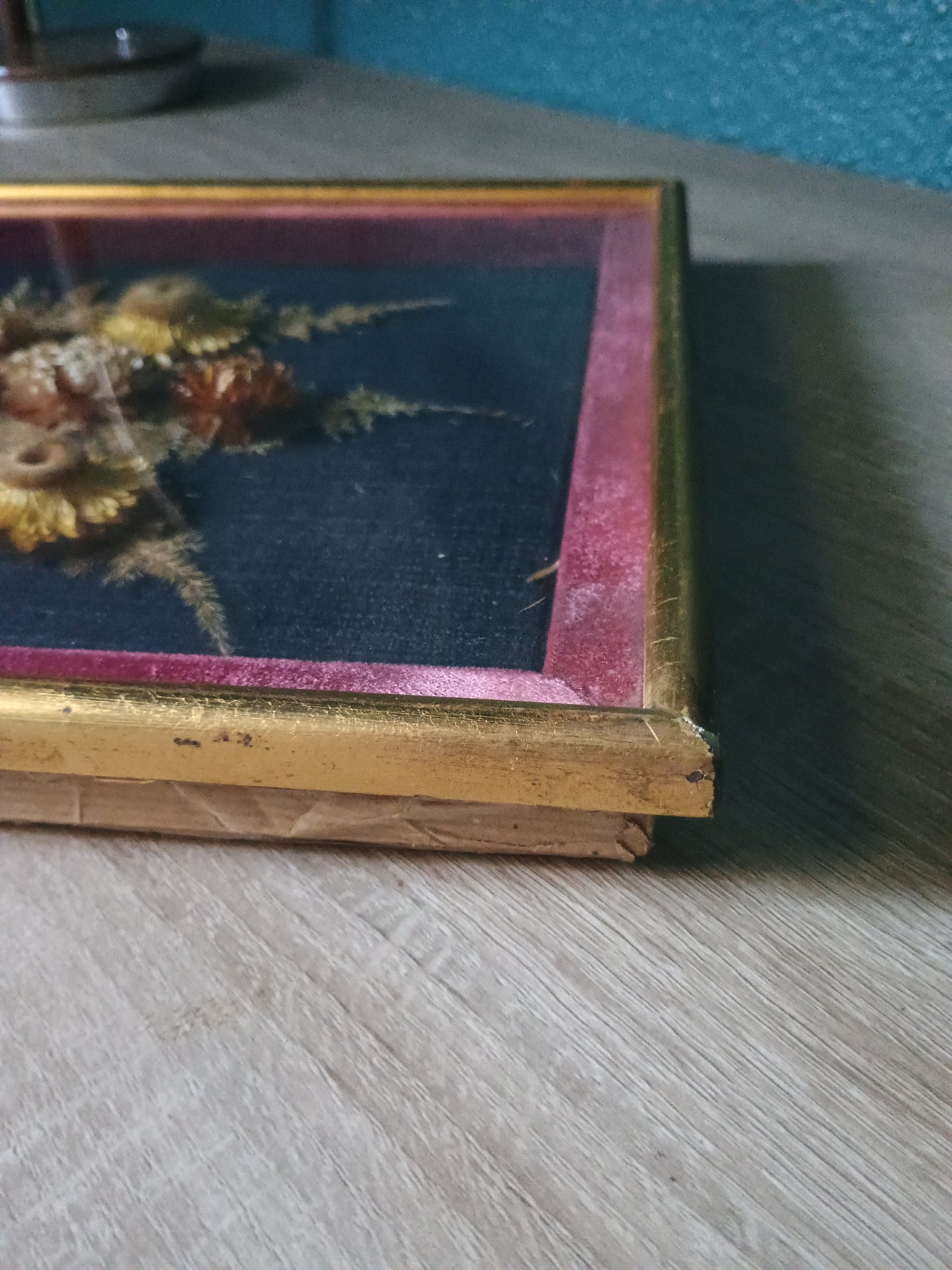 Cadre rectangulaire de fleurs séchées 35 x 28 cm