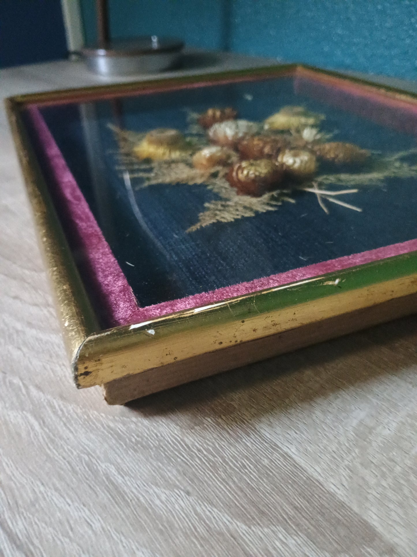 Cadre rectangulaire de fleurs séchées 35 x 28 cm