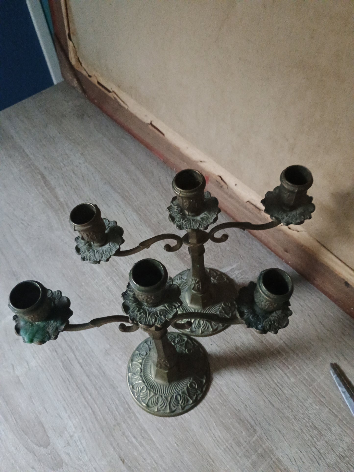 Paire De Flambeaux chandeliers Bronze et laiton Style Empire 3 Feux
