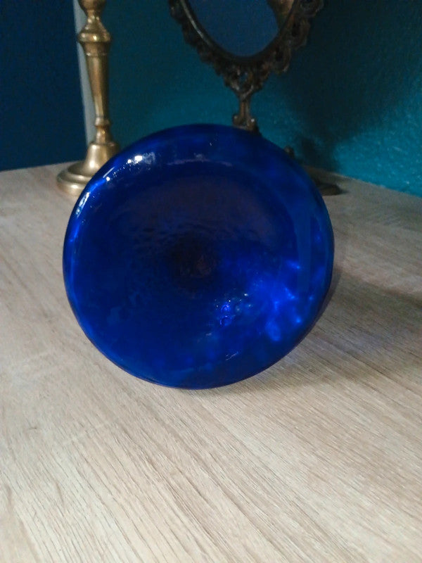 Carafe verre soufflé bleu océan bleuté Bord biseauté