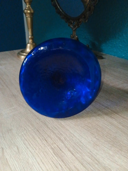 Carafe verre soufflé bleu océan bleuté Bord biseauté