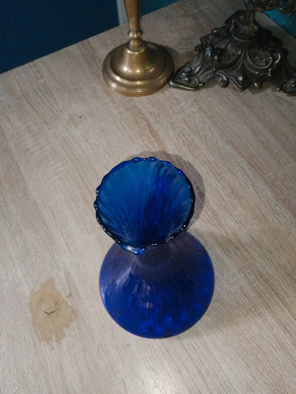 Carafe verre soufflé bleu océan bleuté Bord biseauté
