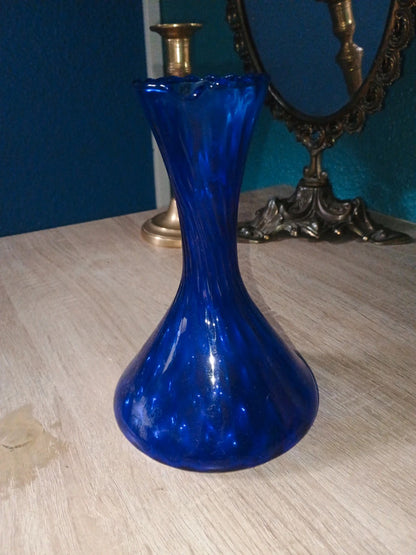 Carafe verre soufflé bleu océan bleuté Bord biseauté