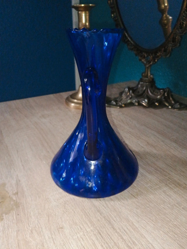 Carafe verre soufflé bleu océan bleuté Bord biseauté