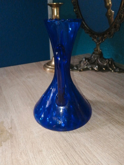 Carafe verre soufflé bleu océan bleuté Bord biseauté
