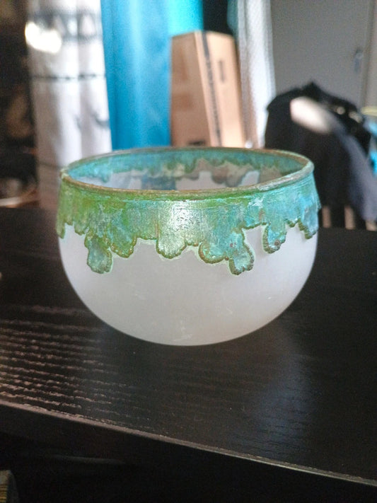 Pièce unique ! Coupe bol en verre et décors
