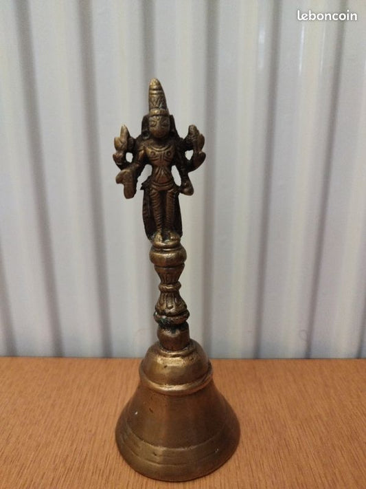 Magnifique ancienne Cloche en bronze du Népal, pièce unique, 16 cm de haut