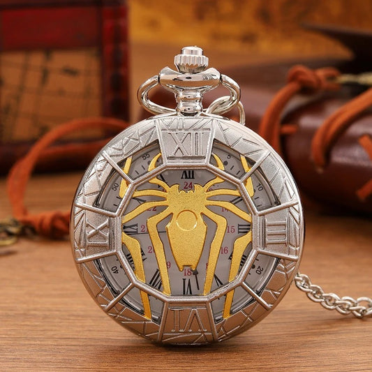 montre à gousset de poche avec chaîne Chiffre romain Quartz motif arraigné