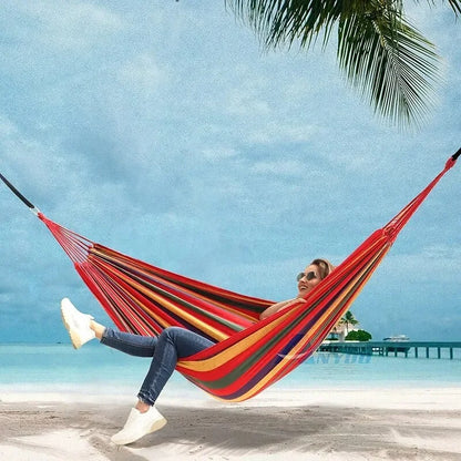 Hamac extérieur en toile avec cordes d'arbre portant jusqu'à 200 kg parfait pour jardin patio arrière-cour