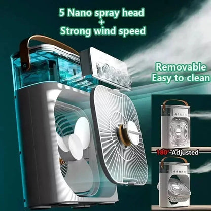 3 en 1 ventilateur Mini refroidisseur d'air LED veilleuse Portable humidificateur réglage de l'air ventilateur bureau maison