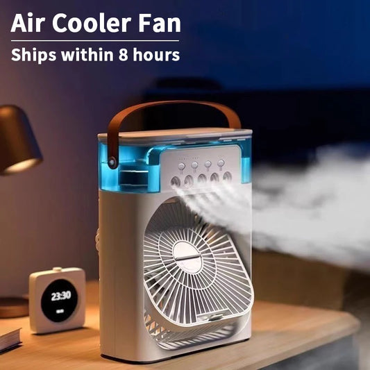 3 en 1 ventilateur Mini refroidisseur d'air LED veilleuse Portable humidificateur réglage de l'air ventilateur bureau maison