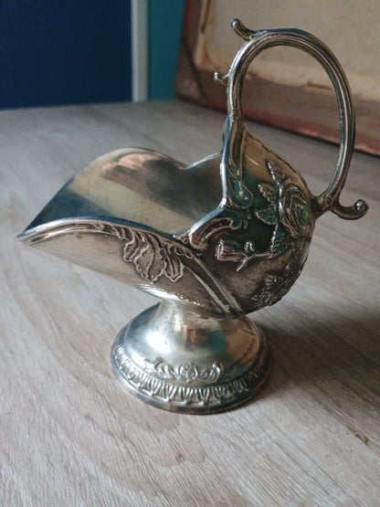 Ancien sucrier en alliage zing et plaqué argent