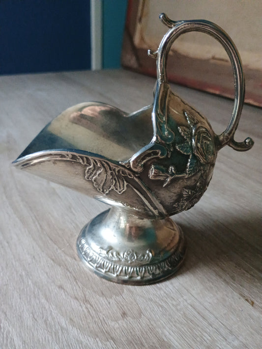 Ancien sucrier en alliage zing et plaqué argent