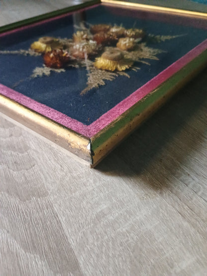 Cadre rectangulaire de fleurs séchées 35 x 28 cm