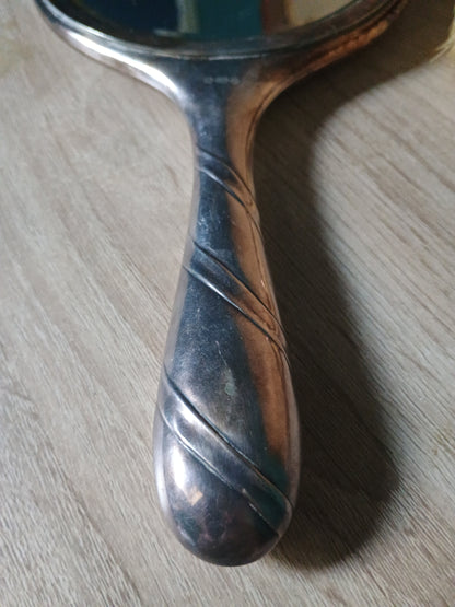 Miroir et brosse à main en métal argenté couleur argent